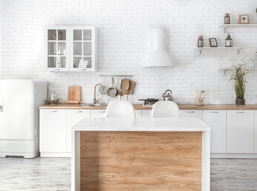 modern-stylish-scandinavian kitchen interior with kitchen accessories
